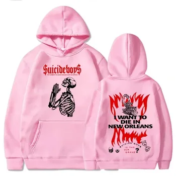 سترة بقلنسوة أنيقة وعصرية عالية الجودة مطبوعة لعام 2025، بلوفر هيب هوب راب فضفاض كاجوال مريح رياضي. 4