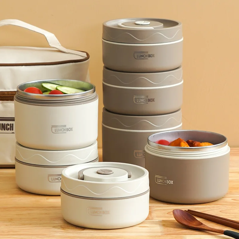 Microwavable Portable Insulated Food Container Lunch Box Stainless Steel Bento Box Insulated Leakproof Thermal Lunch Bag Set lunch box