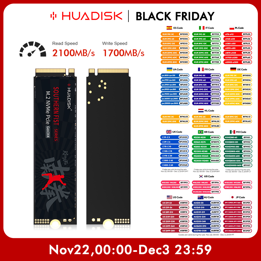 HUADISK M.2 PCIe NVME 128GB 256GB 512GB 1TB M2 2280 NVME SSD Solid State Disk Hard Drive for Laptop&Desktop