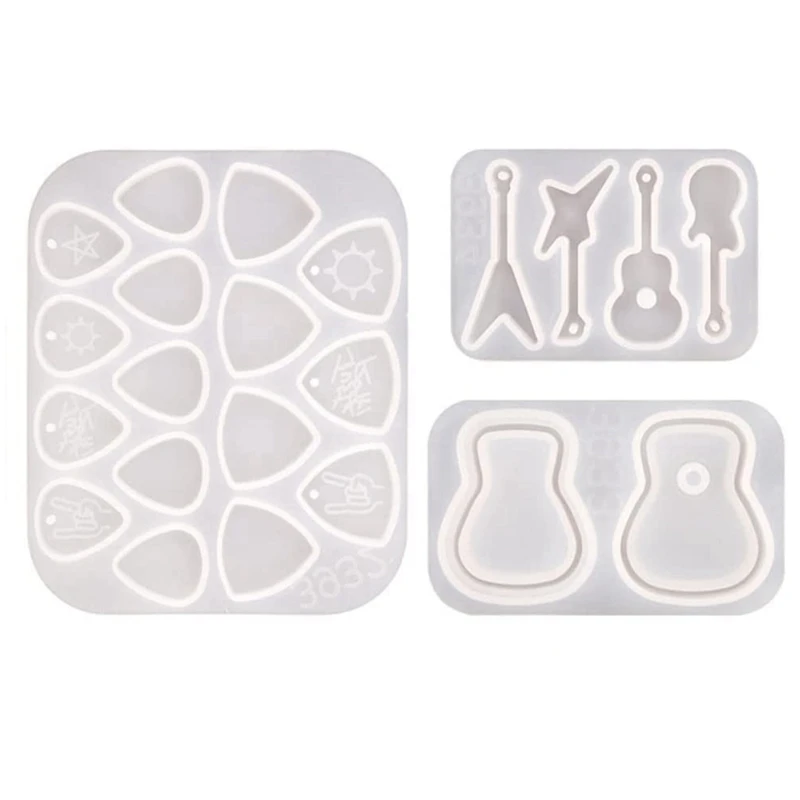 3Pcs Guitar Pick Resin Molds Guitar TripleCornered Plectrum Silicone