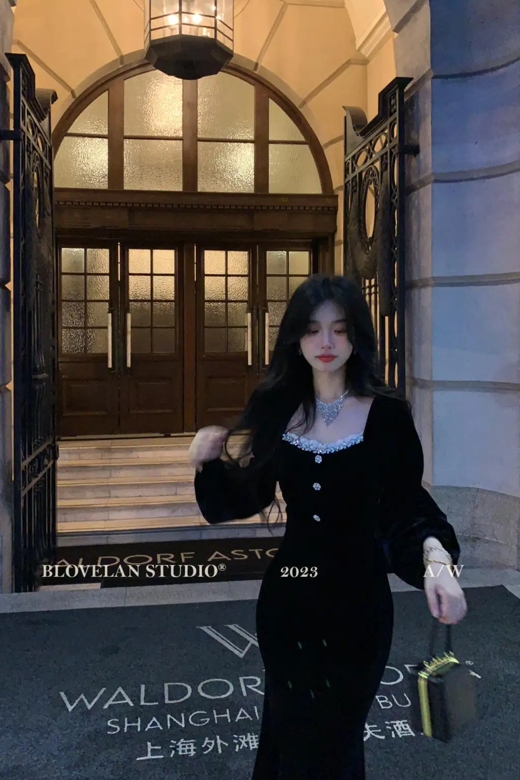 Elegant Black Velvet Midi Dresses for Women Square Collar Slim Bodycon Ruffles Patchwork Fishtail Autumn New Evening Party Dress