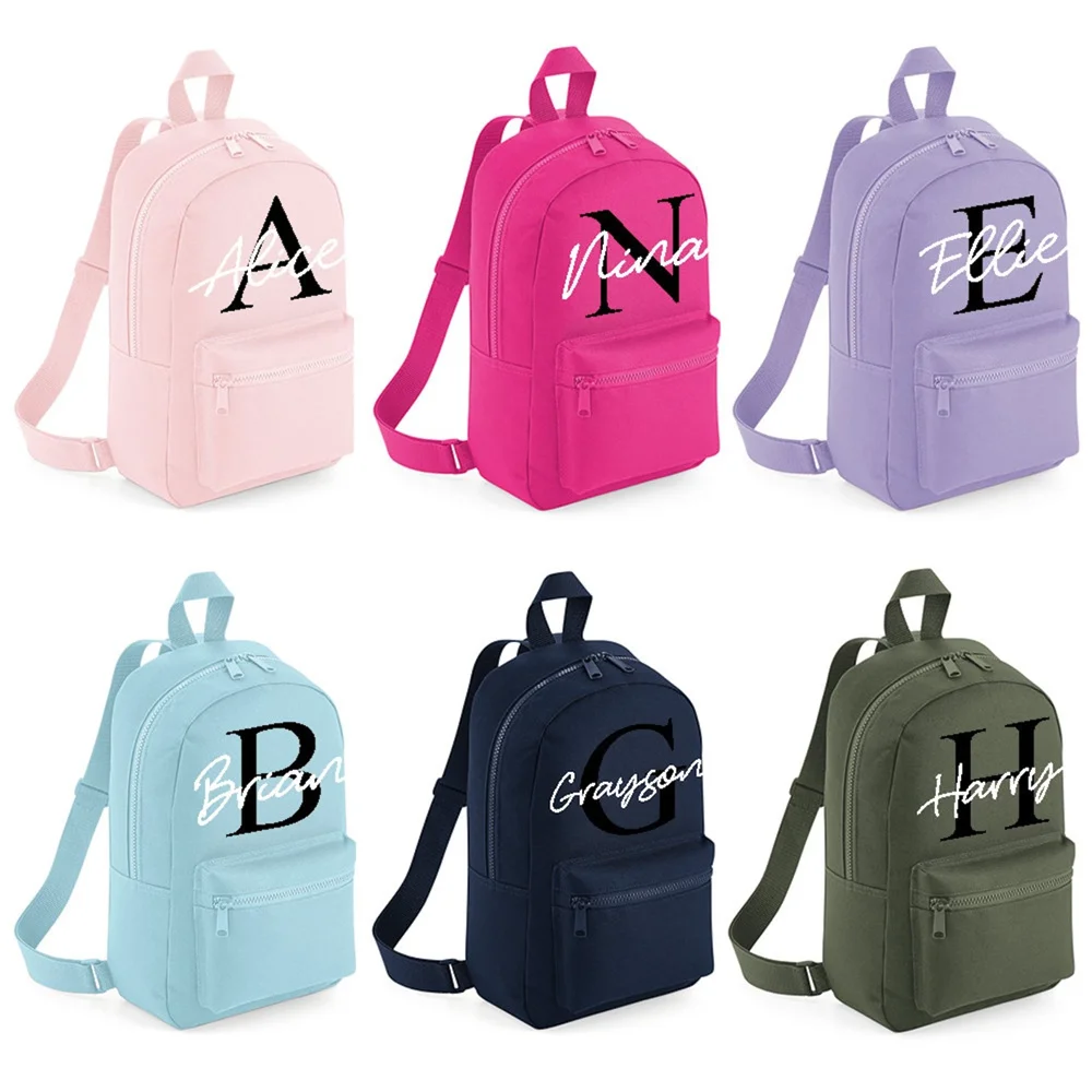 

Personalised Name Initial Backpack with ANY NAME- Girls Boys Kids Children Pre School School rucksack Back To School Bag Backpac