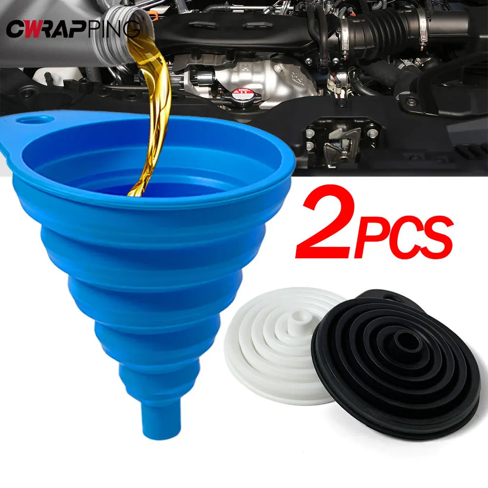 2Pcs Car Foldable Engine Funnel Silicone Liquid Funnel Washer Fluid Change Portable Tools for Motorcycle Car Acesssories 1