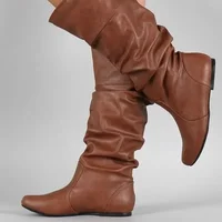 2024 Mid-Calf Boots Women Flat Shoes Spring Autumn Women High Boots Long Western Cowboy Boots Women Footwear Large size 35-43 - Image 3
