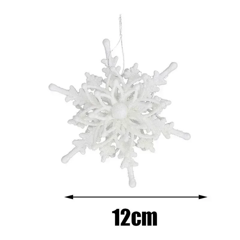 Christmas Ice 3D Snowflake Plastic Glitter Hanging Pendant 12cm for Home Party Wedding Tree Decoration