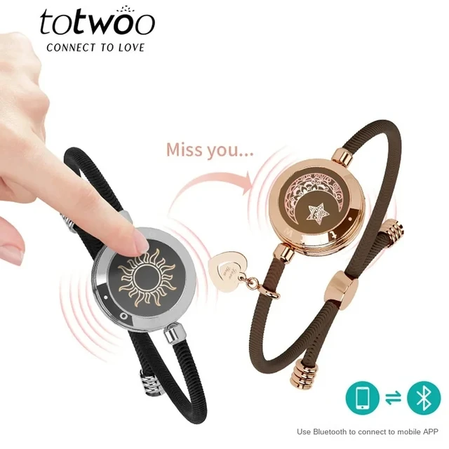 TOTWOO Long Distance Touch Bracelets for Couples ,Light up&Vibration Relationship Gifts for Lovers Smart Jewelry Love Bracelets 1