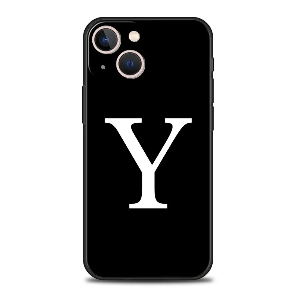 Elegant Customizable Initial Letter Black Phone Case - Luxury Fashion Cover