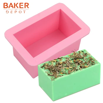 BAKER DEPOT Set of 4 Silicone Mini Bread Loaf Pans for Baking Nonstick Small  Toast Cake Bakeware 6.5 inch Rectangle Mould DIY Handmade Soap