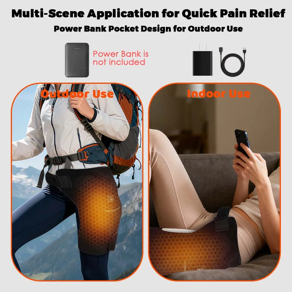 Electric Heated Hip Brace Thigh Support Strap Infrared Heating Hip Massage Wrap Protect Belt For Sciatica Muscle Strains Lumbar