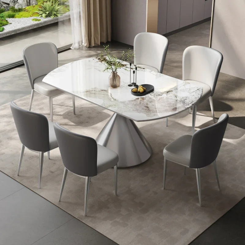 

Luxury Minimalist Rock Panel Rotating Dining Table Breakfast Square Dual Purpose Modern Simple Luxury Mesa Home Sets YX50DT
