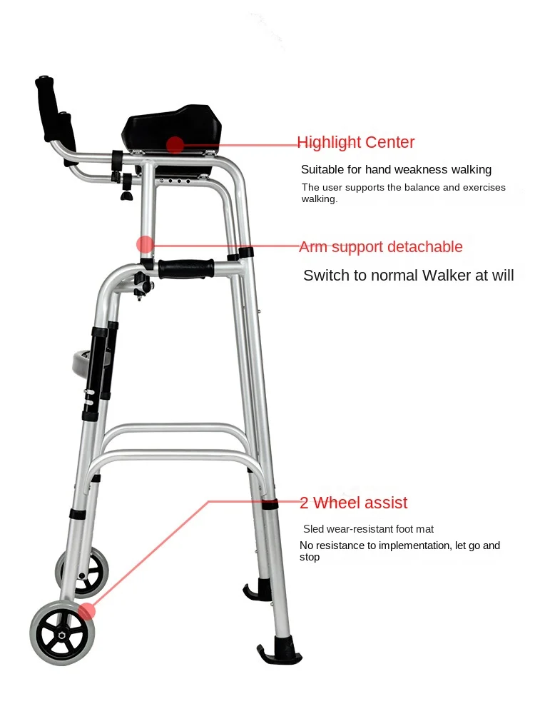 Walking aids for the elderly, lightweight folding lower limb training, household aluminum alloy walkers 2