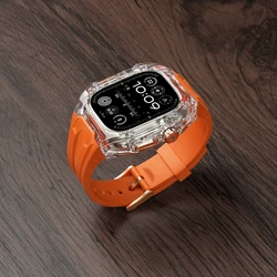 Durable Sport Silicone Strap with Drop - Resistant Protective Case for Smartwatches (44mm - 49mm) (Orange)