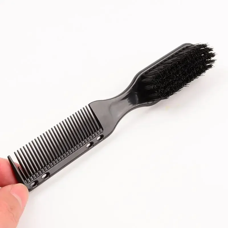 Double-sided Comb Brush Black Small Beard Styling Brush Professional Shave Beard Barber Vintage Carving Cleaning beard brush