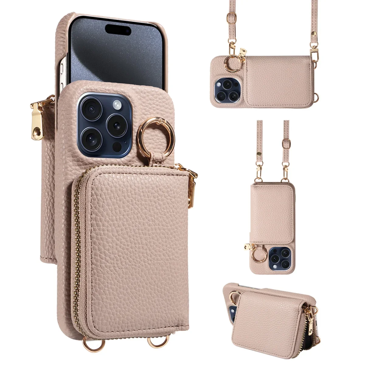 Premium PU Leather Anti-Drop Phone Case with Lanyard, Card Slots, and Wallet Cover