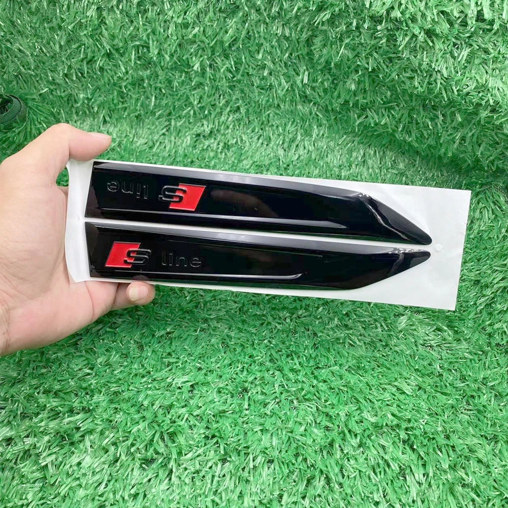 2Pcs 3D ABS Car S LINE Emblem Sticker Badge Decal Decoration For Audi Sline A1-A8 Q1-Q8 TT