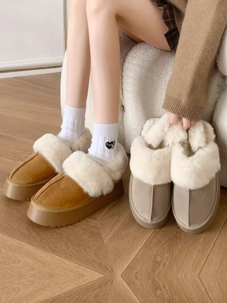 

Женские резиновые сапоги, сабо на платформе, австралийская роскошная дизайнерская зимняя обувь с круглым носком, плюшевая женская обувь, женские сапоги на плоской подошве