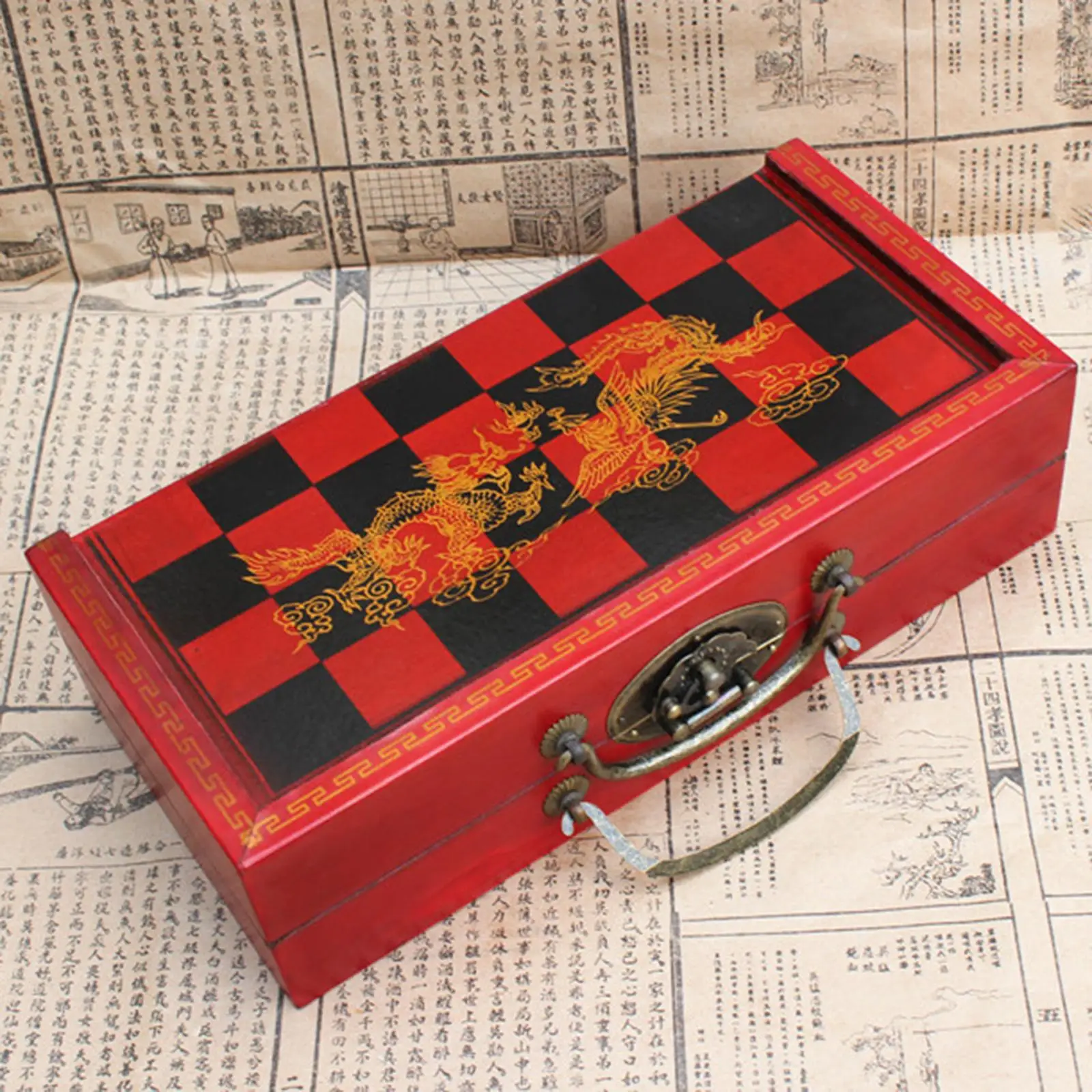 

Set Storage Drawer 32 Resin Chessman Portable Board Game