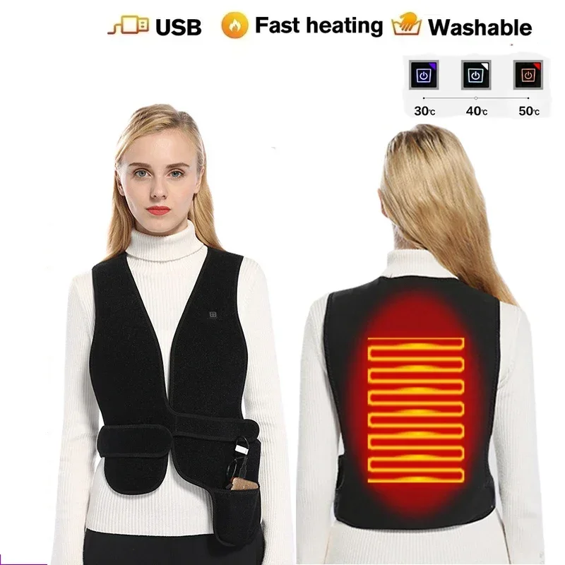 

Heated Vest Adjustable Man Women Hiking Accessories Warmer Jacket USB powered Heating waistcoat Winter Cycling Clothing