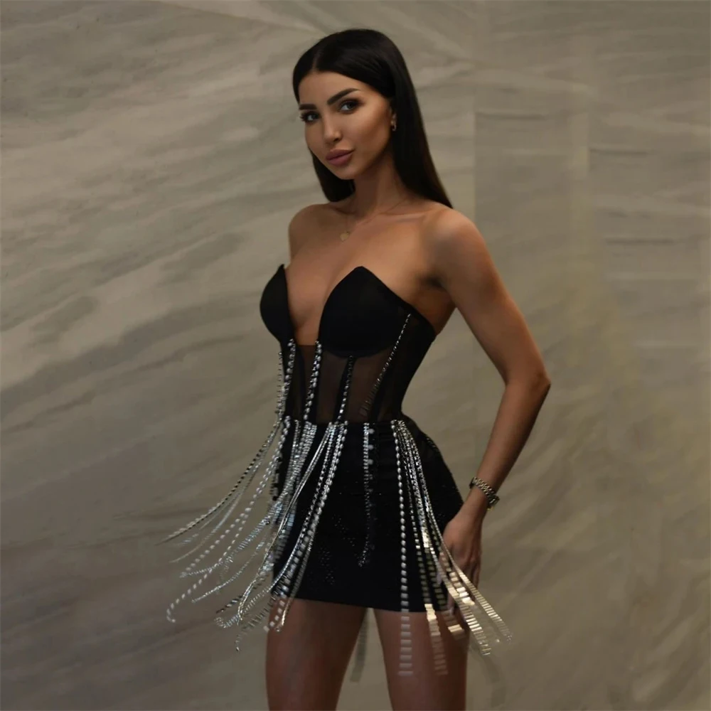 

Women's Sexy Mini Party Dresses Strapless Above Knee Gowns for Banquet Birthday Party Cocktail Party Prom Bodycon Dress