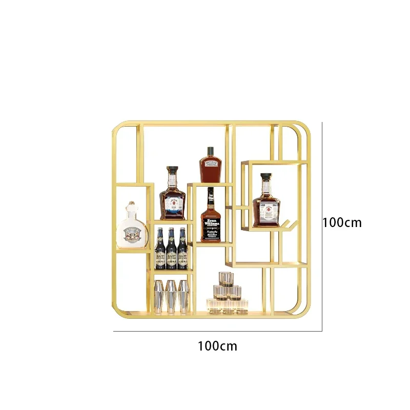 Chinese Style Ironwork Bar Cabinet Wall Mounted Shelving Fashion Creative Wine Rack Display Restaurant Kast Gold Furniture