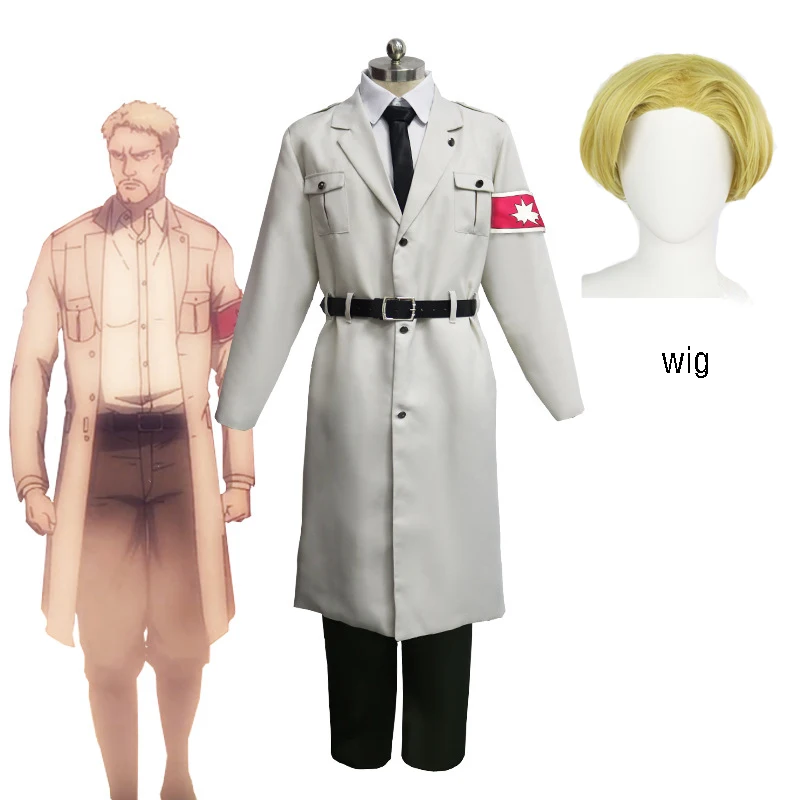 

Anime Attack on Titan Season 4 Marley Military Uniform Reiner Braun Cosplay Jacket Shirt Pants Tie Belt Wig Set