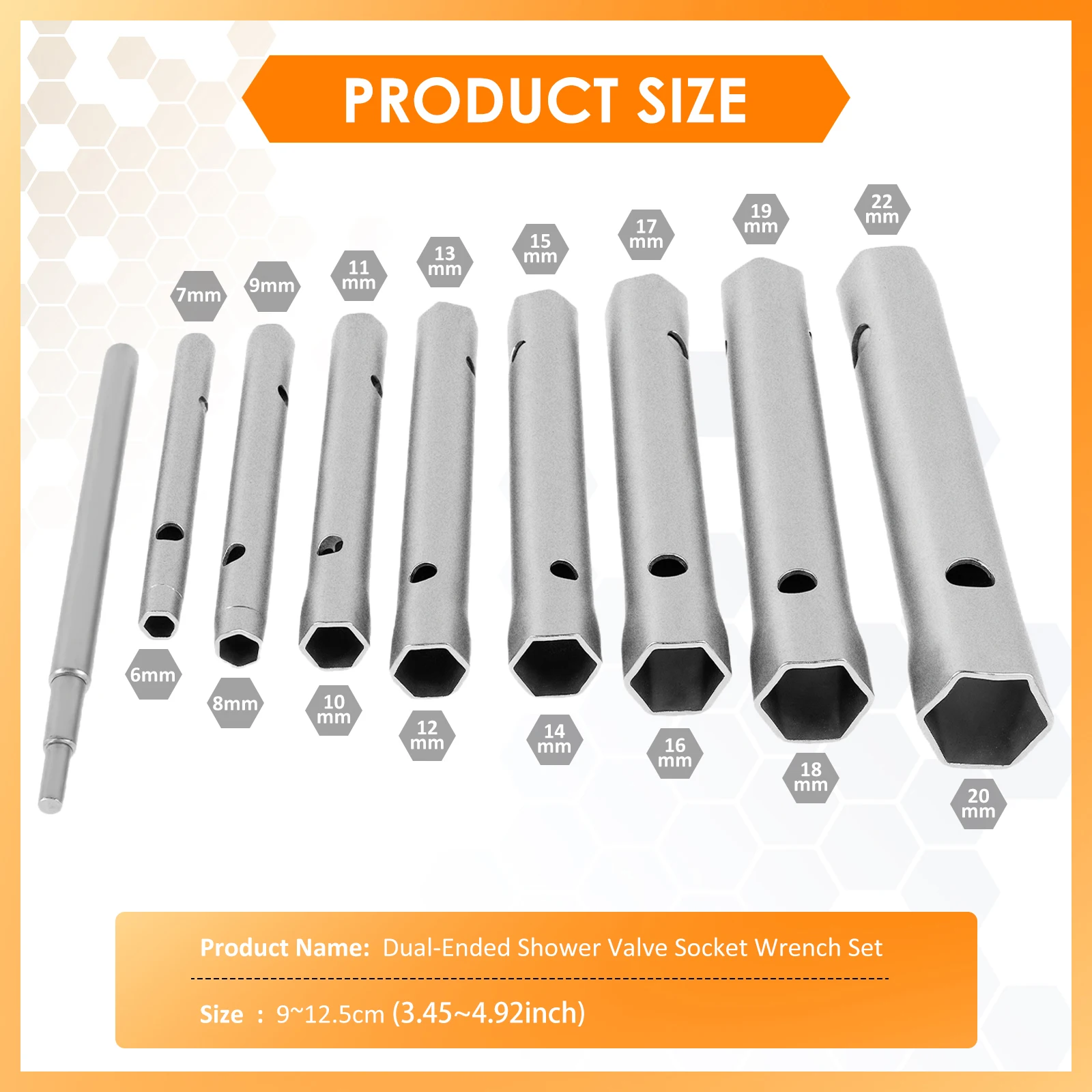 9/10 Pcs Shower Valve Socket Wrench Set Carbon Steel Plumber Socket Wrench Double-Ended Tubular Spanner Set Spark Plug Removal
