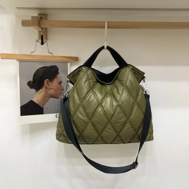 Diinovivo Simple Tote Quilted Bags For Women Handbags Casual Feather