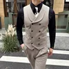 (1 Pcs Vest）2024 Latest Style Design Double Breasted Men Suit Vests Formal Groom Wedding Social Slim Fit Sleeveless Vest Coats 2