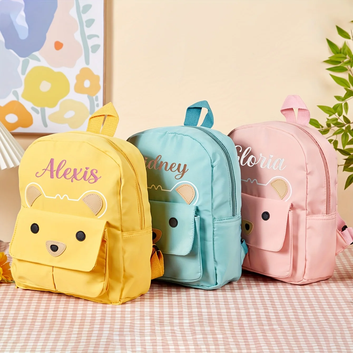 Adorable Bear-Inspired Backpack with Personalized Embroidery and Spacious Interior for Autumn Adventures and Everyday Use