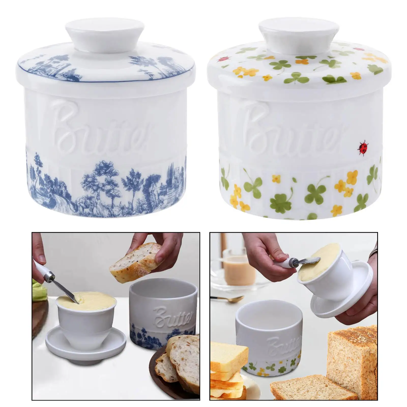 Butter Storage Box Pastoral Ceramic Butter Box French Butter Dish Keeper