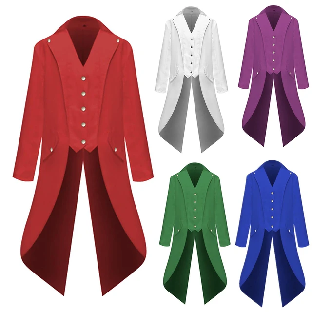 Medieval Retro Red Tuxedo Tailcoat Mens Jacket Coats Swallowtail