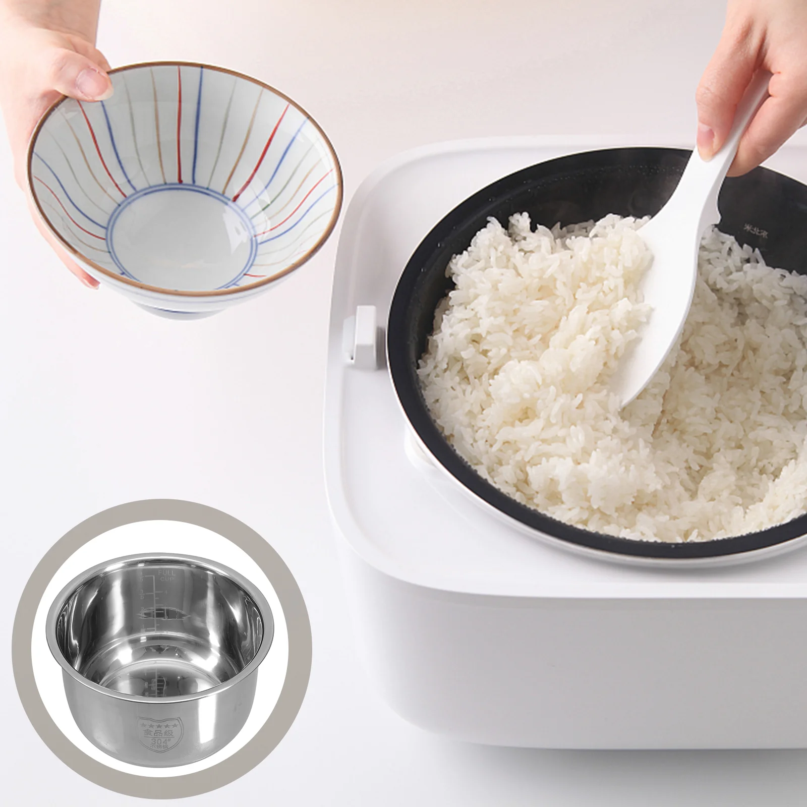 1Pc Rice Cooker Inner Pot Stainless Steel 304 Non Stick Replacement Pot Liner Container Kitchen Cookware Parts Inner