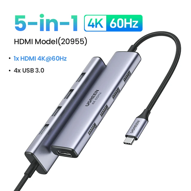  UGREEN USB C HUB 4K 60Hz Type C to HDMI 2.0 RJ45 PD 100W Adapter For Macbook Air Pro iPad Pro M2 M1 PC Accessories USB 3.0 HUB 