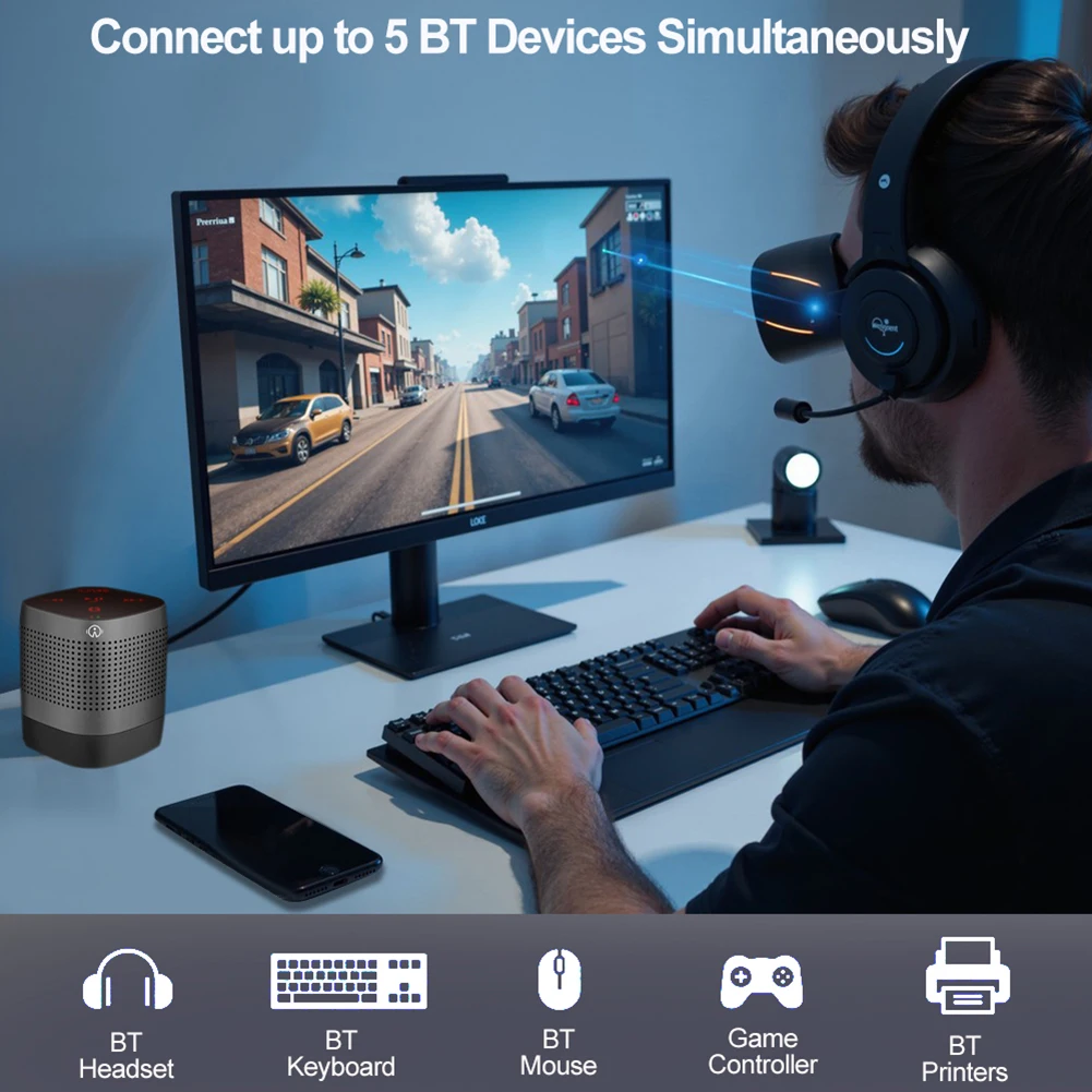 듀얼 블루투스 BT 6.0 어댑터 USB BT 어댑터 플러그 앤 플레이 무선 송수신기 PC 스피커 무선 마우스 키보드용