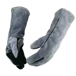 Heat Resistant Double Layer Leather Gloves for Baking, BBQ, and Welding (Welding Gloves)