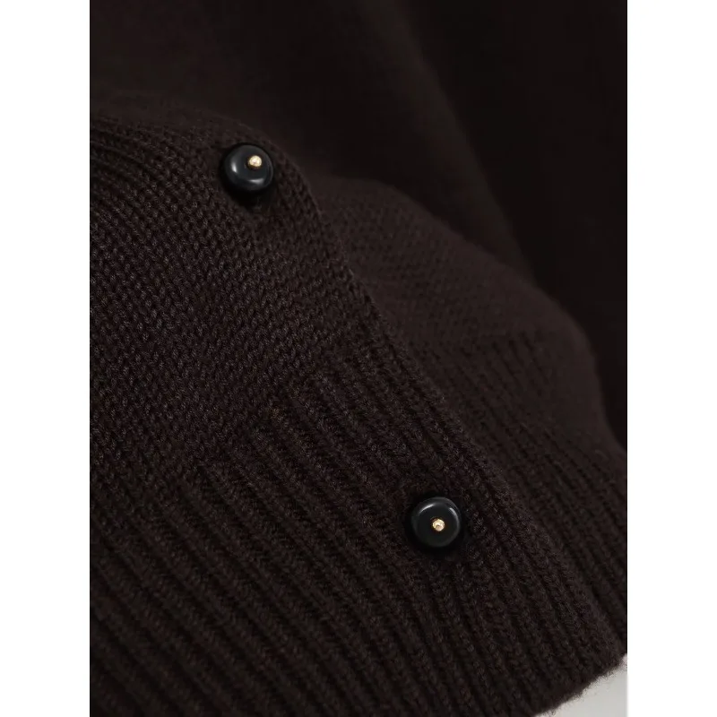 Cardigans For Women Sweater Brown Elegant Outerwears Knit Cardigan Cozy Sweaters Woman Vest Knitwear Femmes Y2K Top Crop - 5