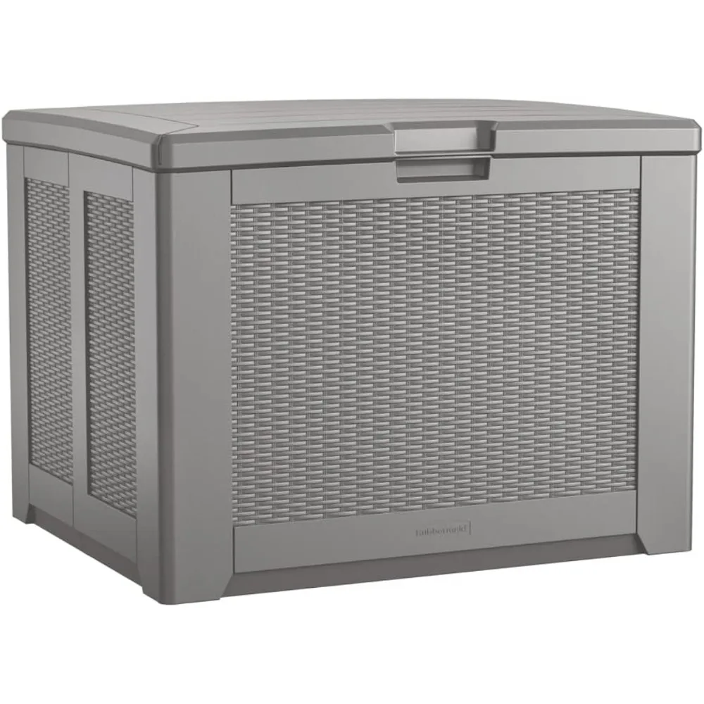 

Rubbermaid Outdoor Deck Box, Medium, Weather Resistant, Gray for Lawn, Garden, Pool, Tool Storage, Home Organization