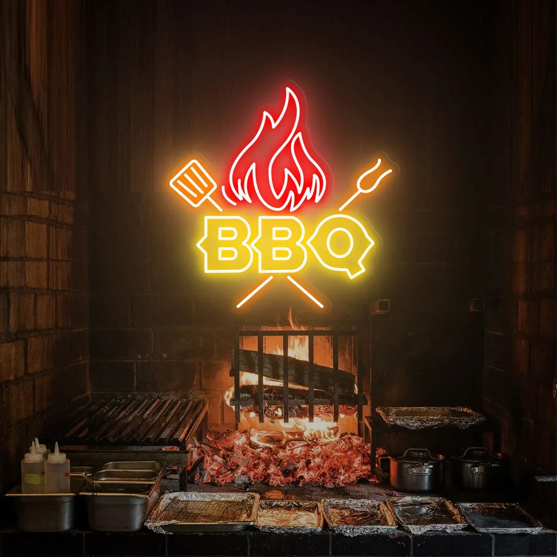 BBQ Neon Signs Barbecue Beer Bar Club Wall Decor Hanging Wedding Sign Birthday Gift Bedroom Game Room Neon