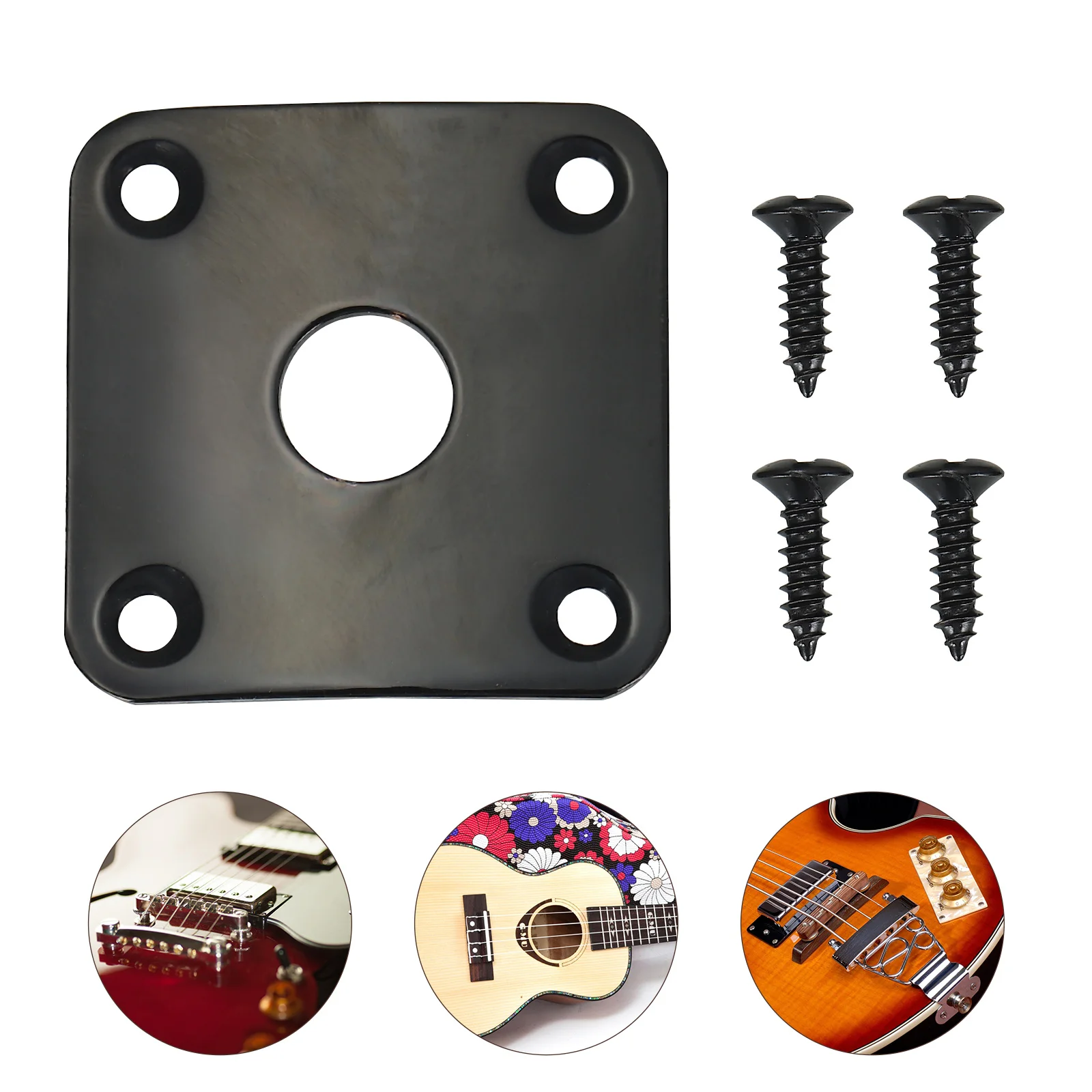 

Electric Guitar Socket Cover Jack Plate Ukulele Square Bass Accessories Plug for Jackplate Metal