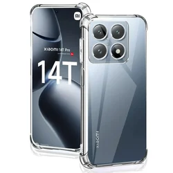 Crystal Clear Shockproof Silicone Phone Case - Airbag TPU Protector Bumper for Xiaomi 14T Pro (Shockproof Case)