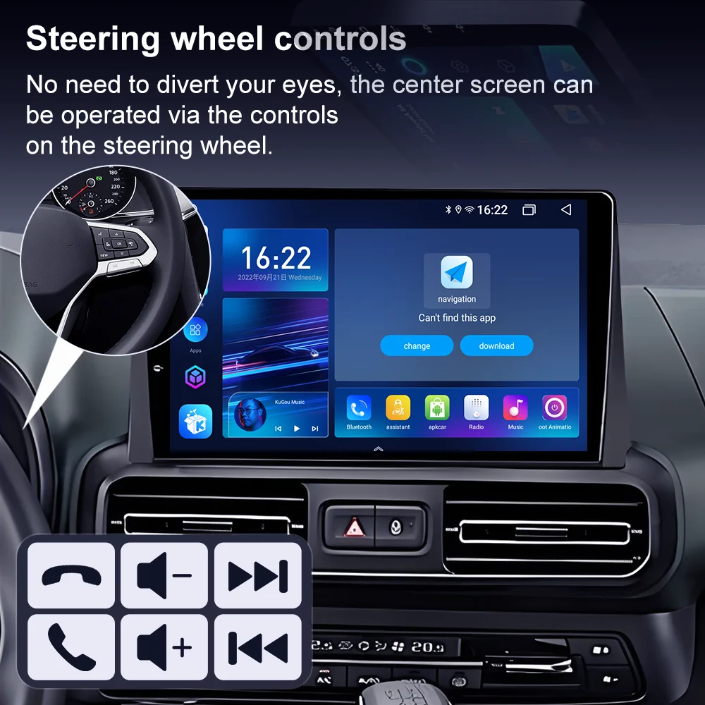 Android 16 Radio del coche para Citroen Berlingo 2019 Peugeot Partner Rifter 2020 para Opel Combo Auto Carplay reproductor Multimedia GPS DSP 4