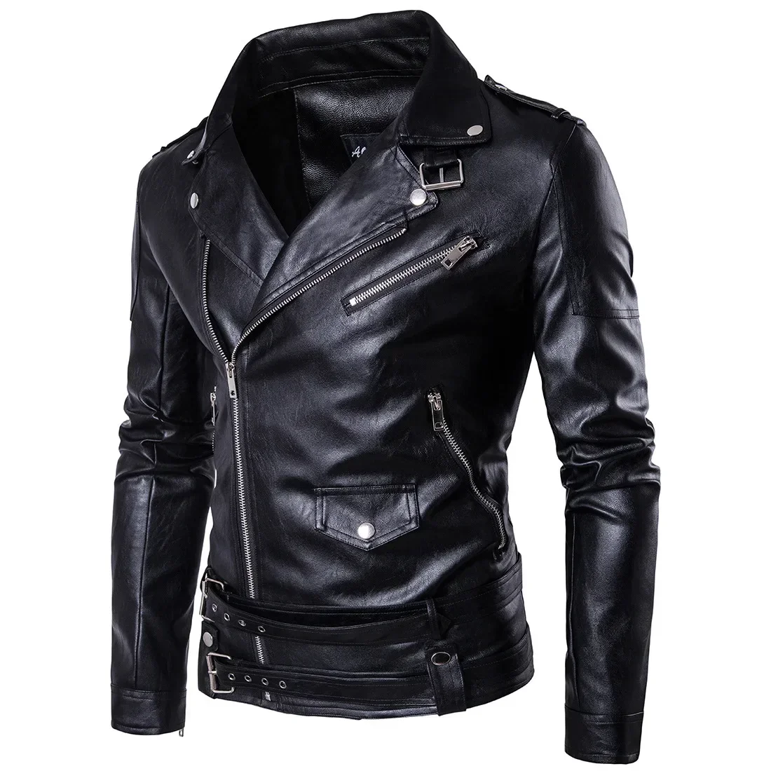 Men Outdoor Sport Leather Jacket Motorcycle Cool Coat Jacket Men Lapel Leather Jackets Mens Fashion Clothing Real Leather Coat - 4