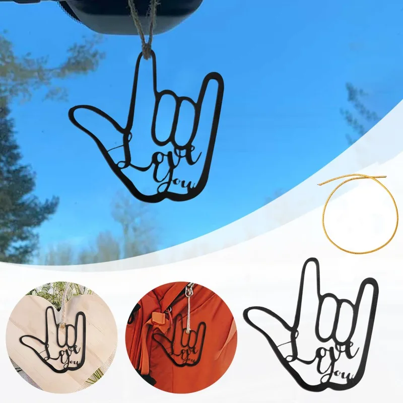 

I Love You Sign Language Steel Ornament Automobiles Interior Accessories Decoration Modern Simple Metal Crafts Car Ornaments