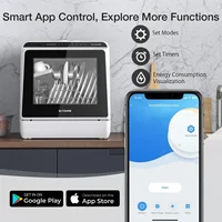 Portable Dishwasher Countertop, WIFI Smart Dishwasher, Compact Dishwashers with 5L Built-in Water Tank, 6 Programs, 360° Dual 2