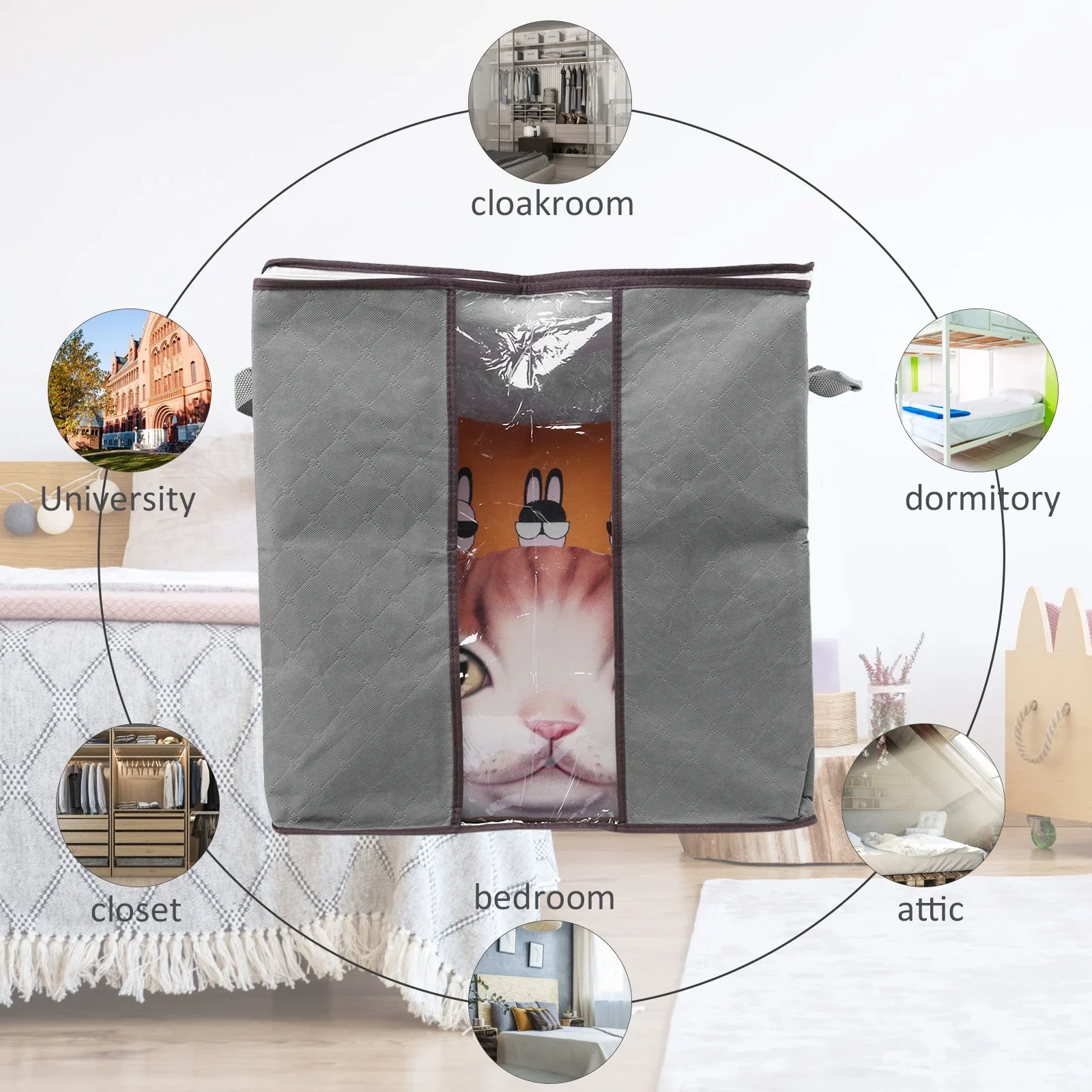 1/2pcs Non-Woven Home Large Foldable Clothing Storage Bag Quilt Clothes Wardrobe Closet Organizer Bag Toy Sundries Organizer Bag 5