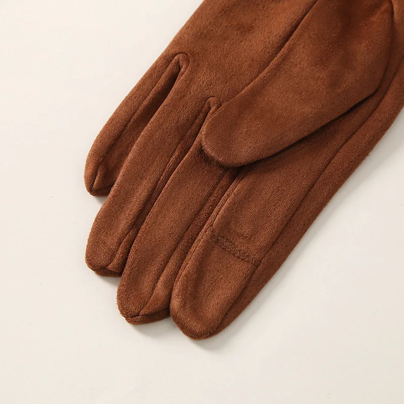 Women Touch Screen Gloves Fashion Mittens Autumn Winter Warm Suede Solid Cycling Drive Suede Fabric Elegant Windproof