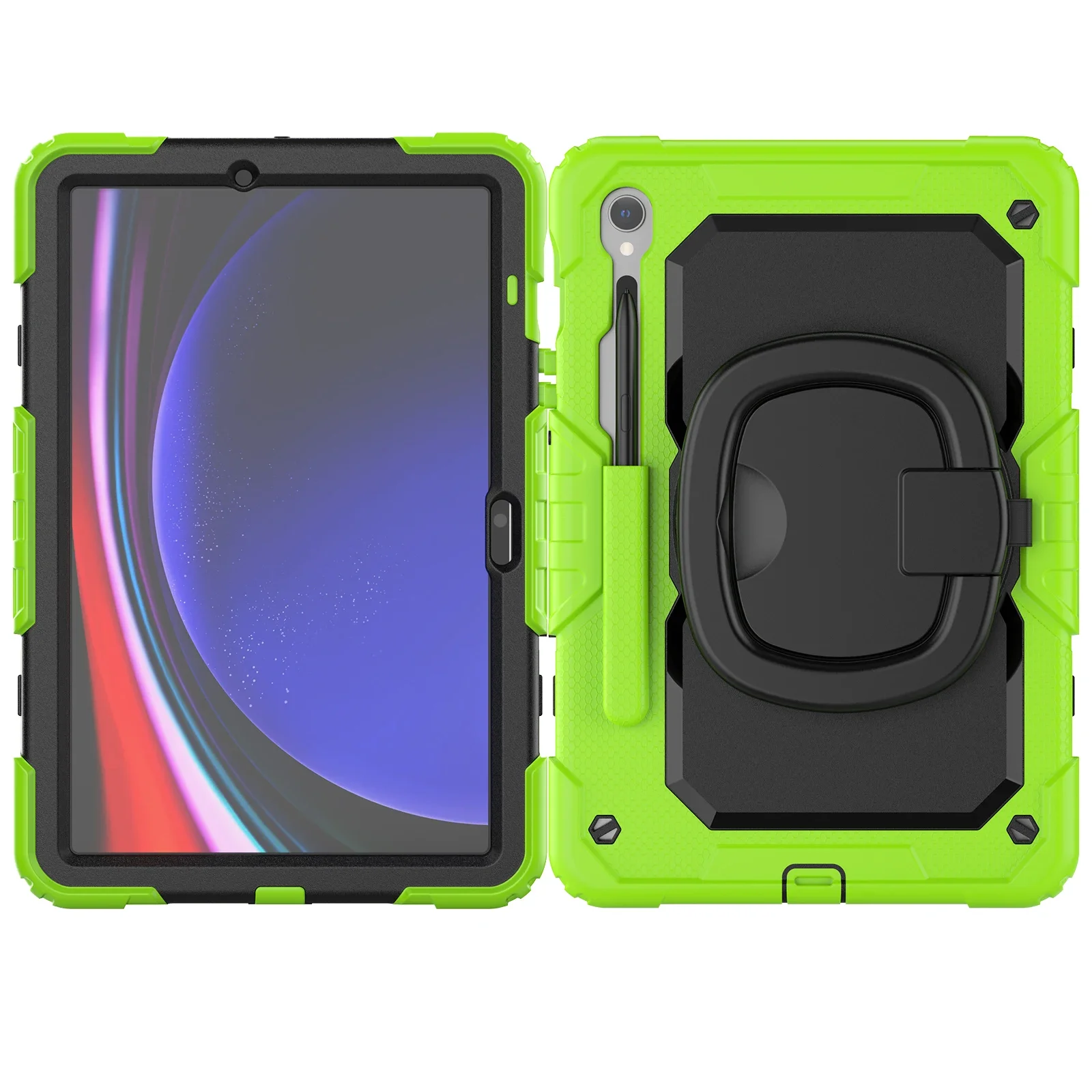 Shockproof Tablet Case with 360° Rotatable Stand & Shoulder Strap - Kids Protective Cover