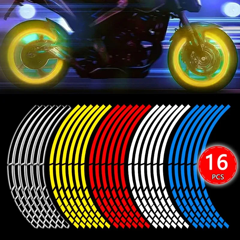 MotorcycleReflectiveStrips16pcsWheelRimsColorfulHubStickers