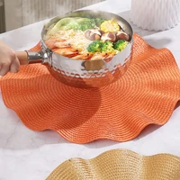 Round Braided Placemats Set Of 2 Place Mats Corrugated Edge For Dining Tables Woven Washable Non-Slip Table Mats 15 Inch 5