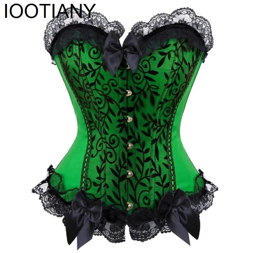 

Sexy Corset Bustier with Lace Up Trim Satin Overbust Corsets Bodyshaper Lingerie Showgirl Cosplay Costume Plus Size S-6XL